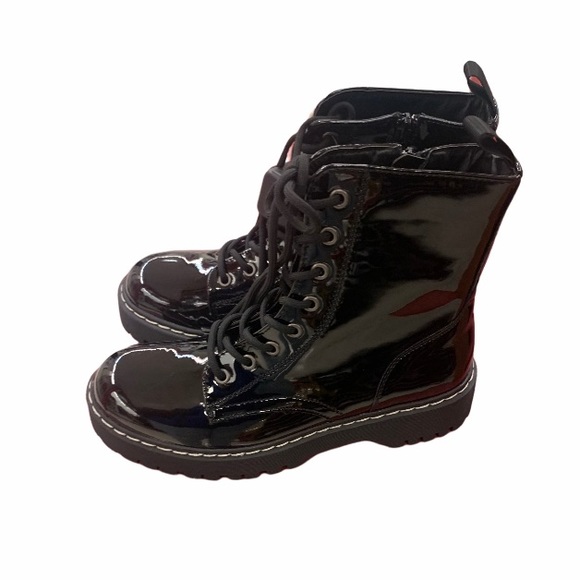 Sincerly Jules Shoes Sincerely Jules Patent Leather Combat Boots